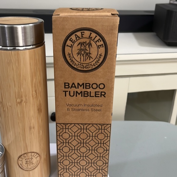 Leaf Life Sustainable Bamboo Tumbler with Tea Infuser & Strainer/ 17oz. New - Picture 3 of 5